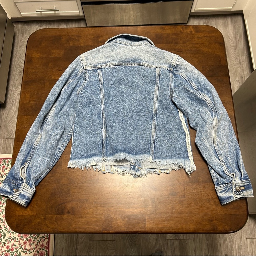 We The Free Indira Distressed Frayed Denim Jacket Size XS - Picture 5 of 16
